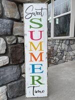 Sweet Summer Time Sign Hand Painted Wood Sign Summer Sign Front Door Vertical Sign Outside Patio Sign Summer Decor Wood Signs, Rustic Wood Signs, Funny Wood Signs,Decorative Plaques,Wall Art,4x16 Inch