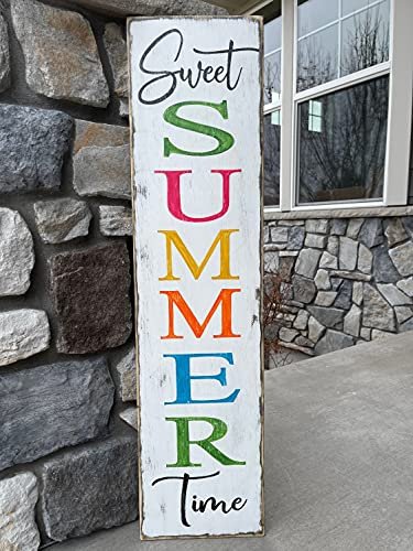 Sweet Summer Time Sign Hand Painted Wood Sign Summer Sign Front Door Vertical Sign Outside Patio Sign Summer Decor Wood Signs, Rustic Wood Signs, Funny Wood Signs,Decorative Plaques,Wall Art,4x16 Inch