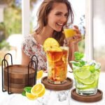 6-Piece Acacia Wood Coaster Set with Holder – Stylish Rustic Coasters for Home, Kitchen, and Bar – Perfect for Drinks Under $70 - Image 2