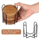 6-Piece Acacia Wood Coaster Set with Holder – Stylish Rustic Coasters for Home, Kitchen, and Bar – Perfect for Drinks Under $70 - Image 3