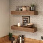 ROOREVO 2-Pack Rustic Wood Wall Shelves (Light Walnut, 24-Inch) - Image 2