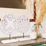 2-Pack Wooden Flower Medallion Sculptures by AXEARTE | Rustic Distressed White MDF Decor for Home, Office, Living Room, and Bedroom, Under $70 - Image 7
