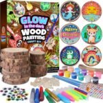 EPUMP Wooden Painting Kit for Kids - Glow in The Dark Arts and Crafts Supplies Kits for Boys Girls - Kids Activities Creative Art Set Birthday Gifts DIY Paint Toys for Ages 6 7 8 9 10 11 12 Years Old