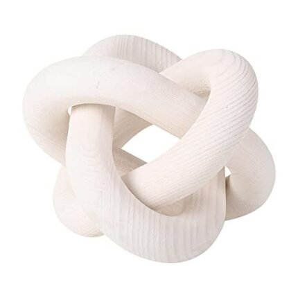 DEERWIN Wood Knot Chain Link Decor - 3 Link Boho Wooden Hand Carved Decorative Wooden Links Knots for Coffee Table Entryway Modern Farmhouse Shelf Decoration