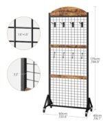 CHOEZON 5.7’ x 2’ Grid Wall Panel Display Rack - Movable Wire Stand in Rustic Brown and Black - Image 3