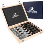 KONDITO Wood Chisel Set – 6-Piece Premium Woodworking Chisel Kit with CRV60 Steel Blades (6–38mm), Beechwood Handles & Gift Box – Wood Carving Chisels for Joinery, Craft & Carpentry Tools