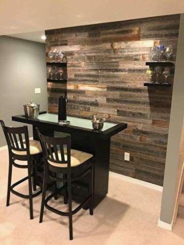 Rockin' Wood Real Wood Nail Up Application Rustic Reclaimed Naturally Weathered Barn Wood Accent Paneling Board Planks for Home Walls (46 Square feet)