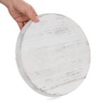 Rustic Wooden Candle Holder Tray - Round Farmhouse Decor for Coffee Table & Kitchen, Distressed White, Perfect for Weddings 70 or Less - Image 7