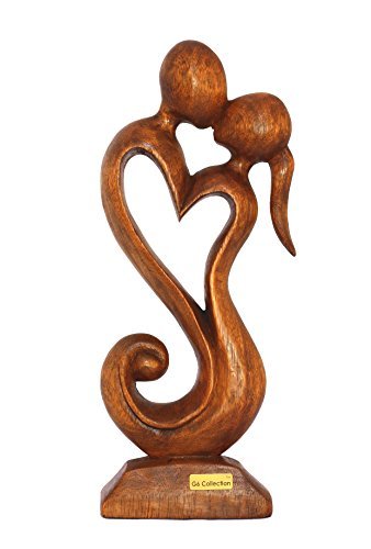 G6 COLLECTION 12" Wooden Handmade Abstract Sculpture Statue Handcrafted - Eternal Love - Gift Art Decorative Home Decor Figurine Accent Decoration Artwork Hand Carved