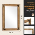 36"x24" Wooden Frame Bathroom Mirror - Farmhouse Style, Vertical/Horizontal Hanging - Image 5