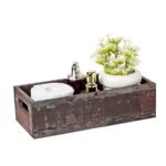 TIMRIS Farmhouse Distressed Wooden Storage Box, Rustic Bathroom Decor Box, Decorative Toilet Tank Basket Nice Butt, Solid Reclaimed Wood Organizer Box with Handles (Random)