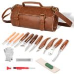 Wood Carving Knife Whittling Kit For Woodworking Hobby Wooden Carving Tools Sets For Beginners with Leather Storage Bag Halloween DIY Art Craft Gift