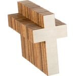 meekoo 36 Pieces Blank Wood Cutouts Unfinished Cross Shaped Wooden Pieces for DIY Arts Craft Project, Decoration, Gift Tags