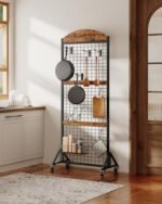CHOEZON 5.7’ x 2’ Grid Wall Panel Display Rack - Movable Wire Stand in Rustic Brown and Black - Image 6