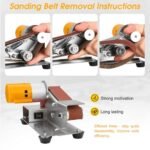 Mornajina Mini Belt Sander for Knife Making - 15° Electric Bench Sander with 7 Adjustable Speeds, Ideal for DIY Metal & Wood Knife Sharpening and Polishing - Image 6