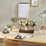 DUOER 3-Piece Mason Jar Centerpiece Set: Farmhouse Table Decor with Wood Tray and LED Lights for Dining Room, Kitchen, or Living Space – White - Image 3