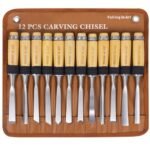 Falling in Art 12Pcs Wooden Carving Chisel Set, Woodworking Tools Set with a Leather Pouch, Full Size Knife Gouge Kit for Carving Projects, Ideal for Beginners and Professionals