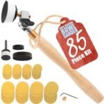 Peachtree Woodworking Supply Bowl Sander Tool Kit - Dual Bearing Head & Hardwood Handle, 85 Piece Wood Sander Kit, 1" & 2" Hook & Loop Sanding Disc Sandpaper, 1/4 Mandrel