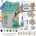 TLSEC Premium Wooden Birdhouse Kit for Outside Build it Yourself - Outdoor Wood Working Children Crafts Gift Hanging Bird House Kits Box for Garden Yard
