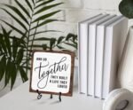 Rustic Wooden Desk Decor Sign with Stand: "And So Together They Built A Life They Loved" - Perfect for Farmhouse Living Rooms, Bedrooms, and Tables; Ideal Coffee Lover Gift Under $70 - Image 7