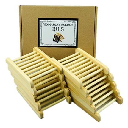 Ru S 10 Piece Home Bamboo Wood Soap Holder, Bathroom Wooden Soap Case, Hand Craft Bathtub Shower Dish Accessories (Wooden)