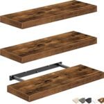 QEEIG Rustic Brown Floating Shelves Set of 3 – 16-inch Wall Shelves for Bathroom, Bedroom, Kitchen, and Living Room Decor - Image 10