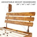 Bme Caden 15" Deluxe Bed Frame with Adjustable Headboard - Mid-Century Acacia Wood, No Box Spring Required, Easy Assembly, Caramel - Queen Size - Image 4
