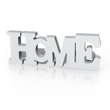 Wooden Blocks Wall and Table Top Decor: Freestanding Letter HOME Sign for Living Room, Entryway or Party Decor (White)