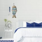 Qunclay Beach Wall Decor - Coastal Fish Sign: "My Happy Place" Hanging Decor for Bathroom & Bedroom - Wooden Beach Decorations under $70 - Image 2