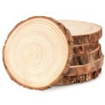Philorn Wooden Circles for Centerpieces 6 Pcs 6.3-7 inch Wood Slices Tree Stump Decor with Bark, Wooden Rounds Unfinished Wood Base Wood Slabs for Centerpieces Wedding Decor, DIY Painting Crafts