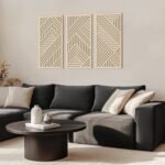 BINCUE Boho Wood Wall Art - 3-Panel 3D Hollow Design for Kitchen, Bathroom, Living Room, and Office Decor - Lightweight Hanging Decor Under $70 - Image 3