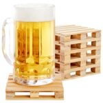 Juvale 6 Pack Wooden Mini Pallet Coasters - Wood Beer Coaster for Hot and Cold Beverages - Pallet Shaped Coasters (3.9 x 3.9 in)