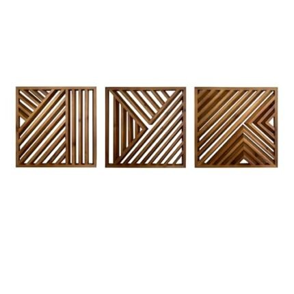 Musanpou Wooden Geometric Home Wall Decor Slatted Wood Design Wall Sculpture，Set of 3 Wood Wall Art decorate，Boho Bathroom Bedroom Living Room rustic Home Decoration