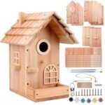 SELENAIRE Wood Bird House Kit, Build it Yourself Birdhouse Kits for Adults to Build,DIY Birdhouse for Outside, Woodworking Adult Crafts, Bird House Kits for Kids Ages 8-12, Large Size (12x8.5x5.5in)