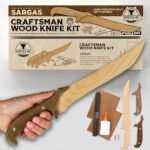 Sargas Wooden Knife Making Kit for Kids Teens and Adults, DIY Craft Woodworking Gift, 13 Inch Hardwood Blade with Walnut Handles and Pins, Includes Rasp Sandpaper Wood Glue How-to Video, Made in USA