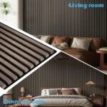 Art3d 2-Pack 108" x 12" Acoustic Wood Wall Panels - Soundproof Slat Design for Living Room & Bedroom - 3D Fluted Walnut Decor - Image 3