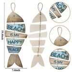 Qunclay Beach Wall Decor - Coastal Fish Sign: "My Happy Place" Hanging Decor for Bathroom & Bedroom - Wooden Beach Decorations under $70 - Image 5