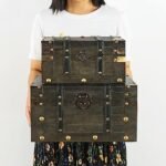 Set of 2 SLPR Alexander Wooden Boxes with Hinged Lids - Decorative Antique Style Trunks for Storage and Keepsakes - Image 3