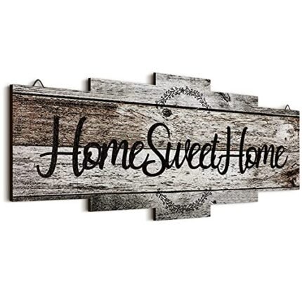 Jetec Home Sweet Home Sign, Rustic Wood Room Wall Decor, Farmhouse Plaque Wall Hanging Wooden Sign for Bedroom, Living Room, Wedding Decor(Gray)