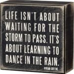 Primitives by Kathy 16336 Classic Box Sign, 4 x 4-Inches, Dance In The Rain