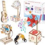 MindPal 5 in 1 Wood STEM Kits for Kids Age 8-10, Music Engineering Kits, Science Kits for Kids Age 8-12, Wooden 3D Puzzles, Building Kits Crafts Toys, for Boys Girls Age 8 9 10 11 12
