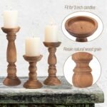 Rustic Farmhouse Wooden Candle Holders Set of 3 for Pillar Candles – Vintage Brown Table Centerpiece Decor (12'', 9'', 6'') - Image 3