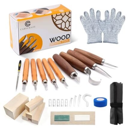 CARVCRAZE Wood Carving Tools Set 30-in-1 Wood Carving Knife Kit, Whittling Knife, Craft Kits for Adults, Wood Working Tools and Accessories, Knives, Whittling Kits, Hobbies for Adults