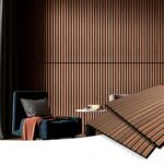 Art3d 2 Wood Slat Acoustic Panels for Walls & Ceilings – 3D Fluted Sound Absorbing Panels in Walnut Finish - Image 2