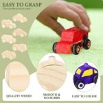 Lenwen 48 Pcs Unfinished Wooden Car Toys for Kids - DIY Craft Projects, Ideal for Parties and Activities - Image 3