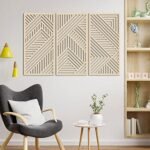 BINCUE Boho Wood Wall Art - 3-Panel 3D Hollow Design for Kitchen, Bathroom, Living Room, and Office Decor - Lightweight Hanging Decor Under $70 - Image 7