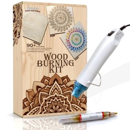 Xenolog Beginner-Friendly Wood Burning kit with Markers, Heat Gun, Wood Slices, Stencils, Pencil, Transfer Paper & plaques - Ideal Gift for Artists, DIY Lovers & Teens
