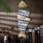 Qunclay Beach Wall Decor - Coastal Fish Sign: "My Happy Place" Hanging Decor for Bathroom & Bedroom - Wooden Beach Decorations under $70 - Image 4