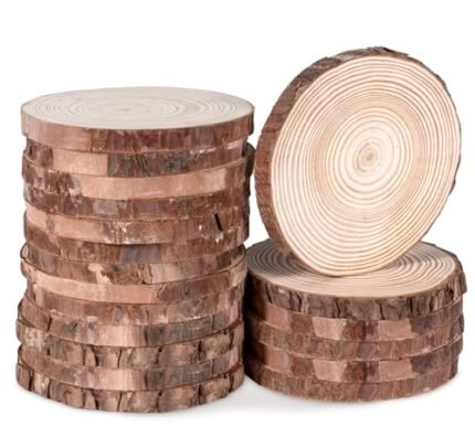 Lemonfilter Wood Slices for Centerpieces, 16 Pcs 4.3-4.7 Inches Unfinished Craft Wood Kit Wooden Circles Log Rounds Wood Slices for Crafts Rustic Vintage Wedding Ornaments DIY Projects Decor