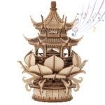 3D Puzzles for Adults, Wooden 3D Puzzle Model Lotus Pavilion Music Box Toys Building Kits, DIY Wood Crafts Cool Toy Hobbies for Men Women, Creative Assembly Gifts